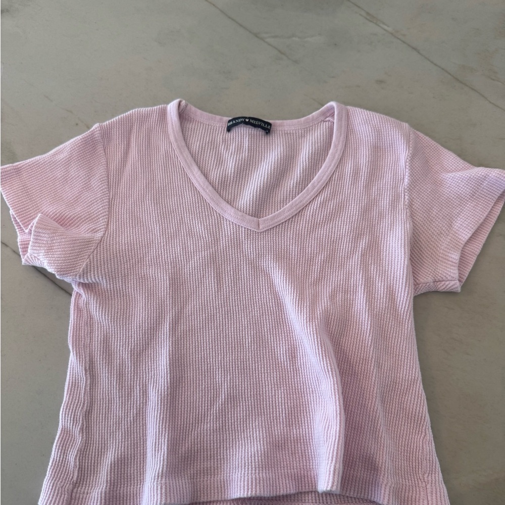 Brandy Melville Pink V-Neck Crop top